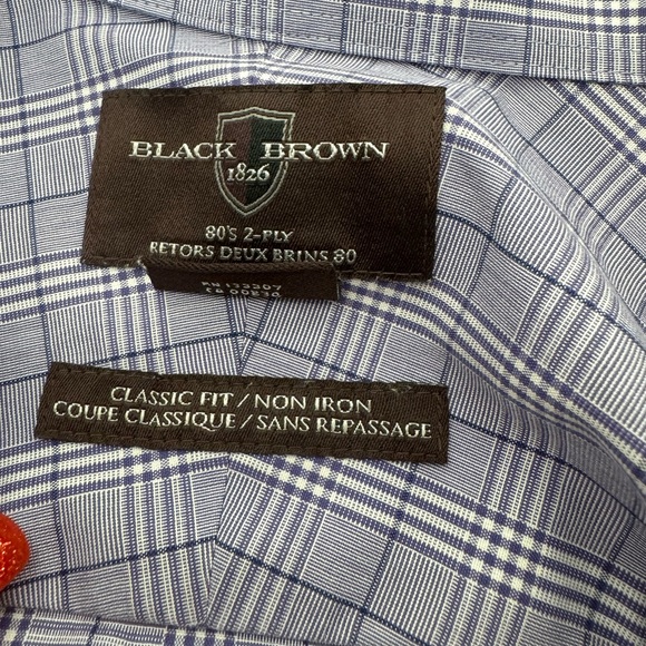 Black Brown 1826 Shirt 18-35 100% Egyptian Cotton Purple/White Plaid Classic Fit - Picture 10 of 11